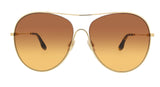 Victoria Beckham VB131S 42267 Gold/Brown Orange Semi-Rimless Aviator Sunglasses