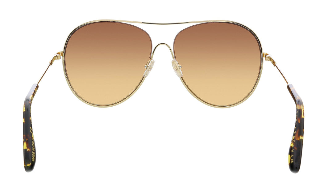 Victoria Beckham VB131S 42267 Gold/Brown Orange Semi-Rimless Aviator Sunglasses