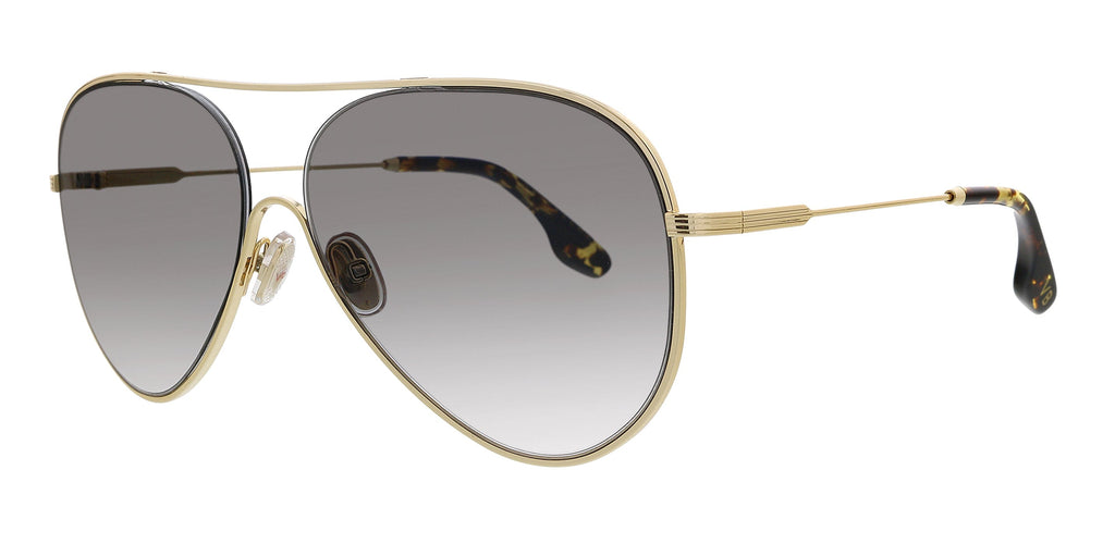Victoria Beckham  Gold/Smoke Semi-Rimless Teardrop Aviator Sunglasses