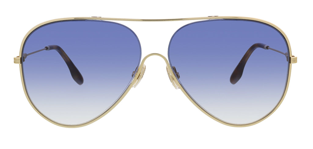 Victoria Beckham VB133S 42259 Gold/Blue Semi-Rimless Teardrop Aviator Sunglasses