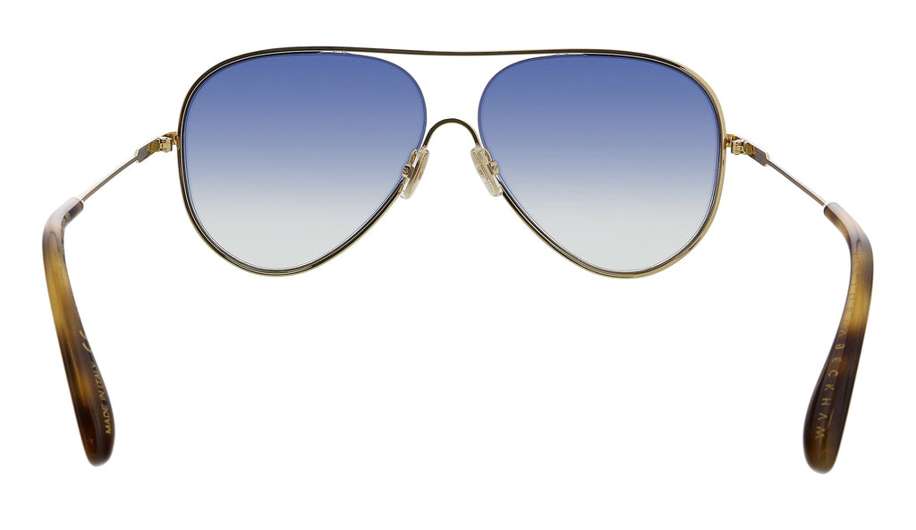 Victoria Beckham VB133S 42259 Gold/Blue Semi-Rimless Teardrop Aviator Sunglasses