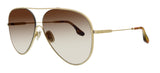 Victoria Beckham  Gold/Brown Semi-Rimless Teardrop Aviator Sunglasses