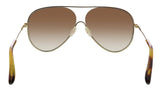 Victoria Beckham VB133S 42259 Gold/Brown Semi-Rimless Teardrop Aviator Sunglasses