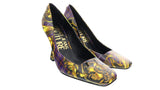 Versace Jeans Couture Purple Gold Plaid Baroque Square Toe Pump 7