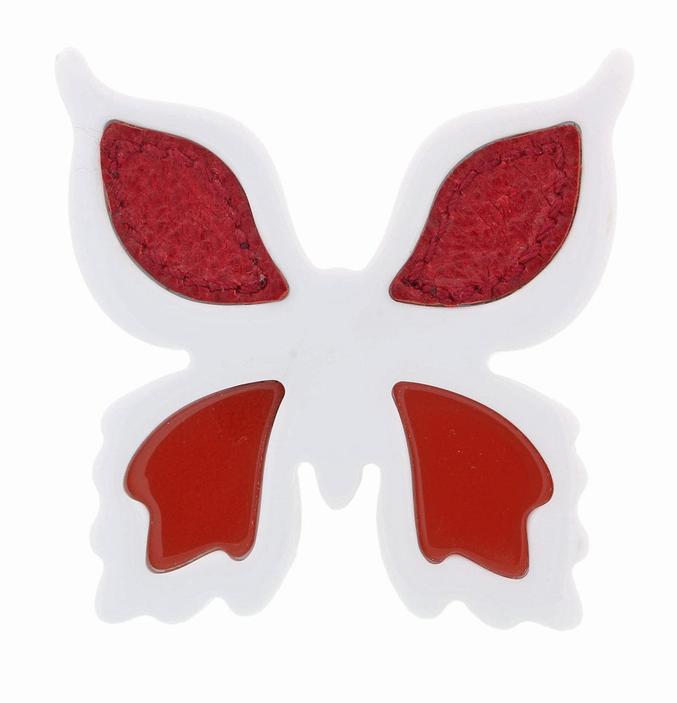 Prada White Red Resin Butterfly Brooch Pin-one size