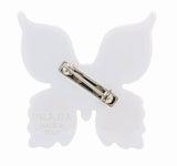 Prada White Red Resin Butterfly Brooch Pin-one size