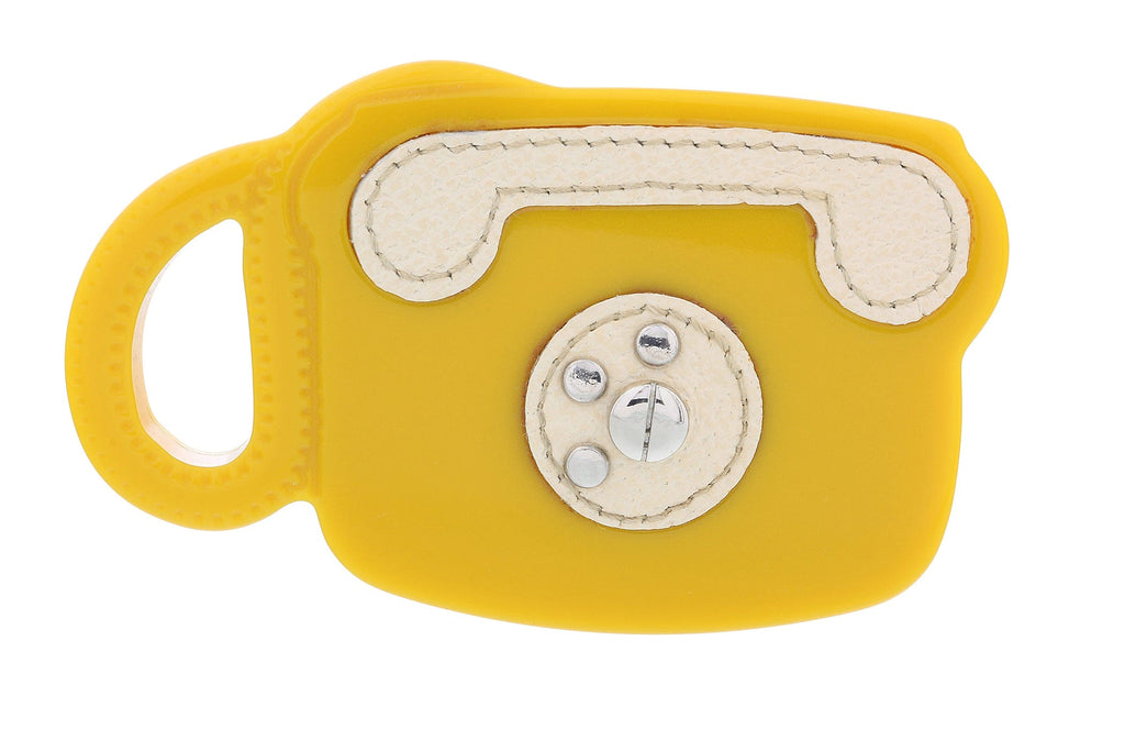 Prada Yellow Resin Vintage Retro Telephone Brooch Pin-one size