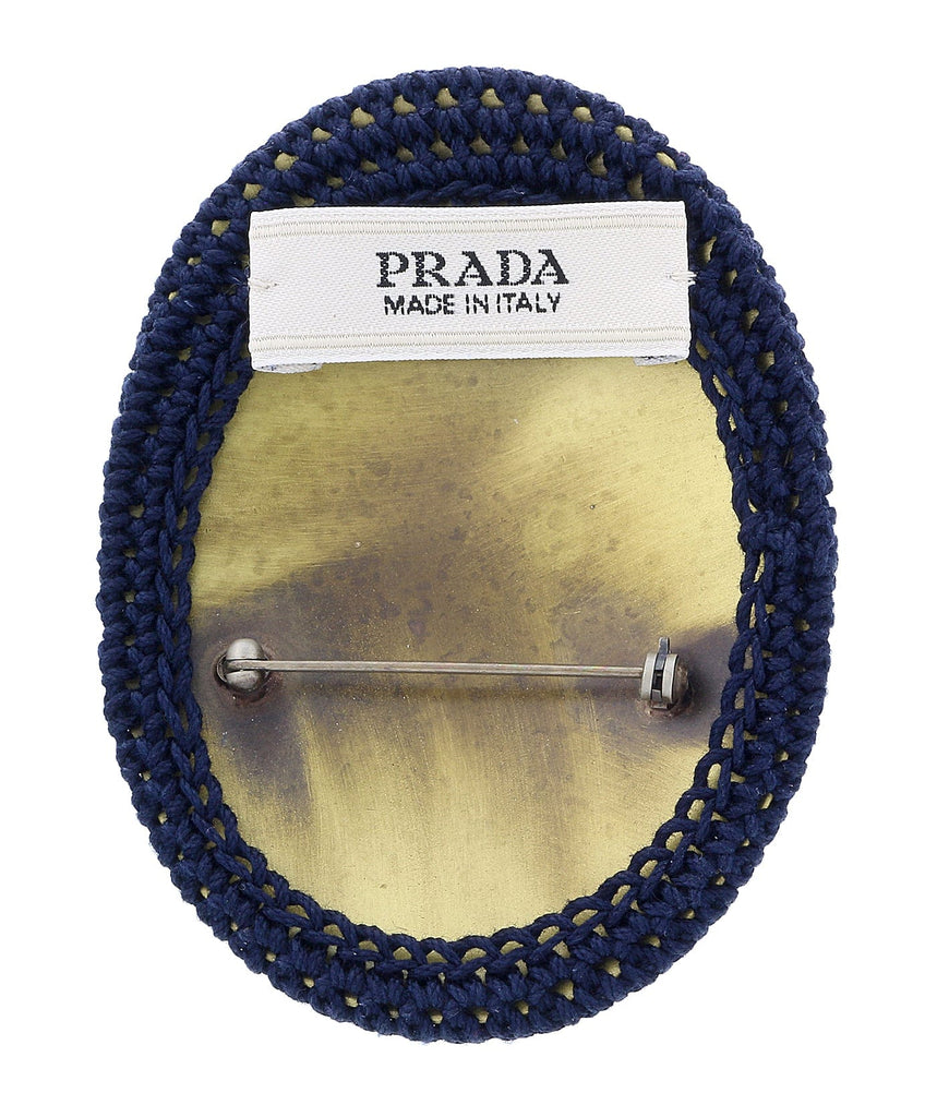 Prada Crochet Oval Brooch Pin-one size