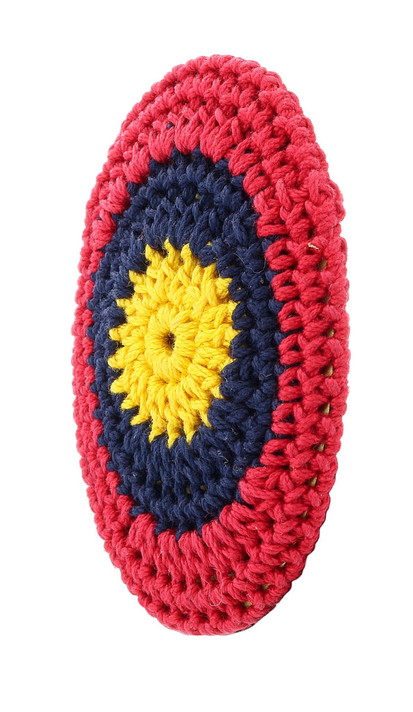 Prada Red Crochet Oval Brooch Pin-one size