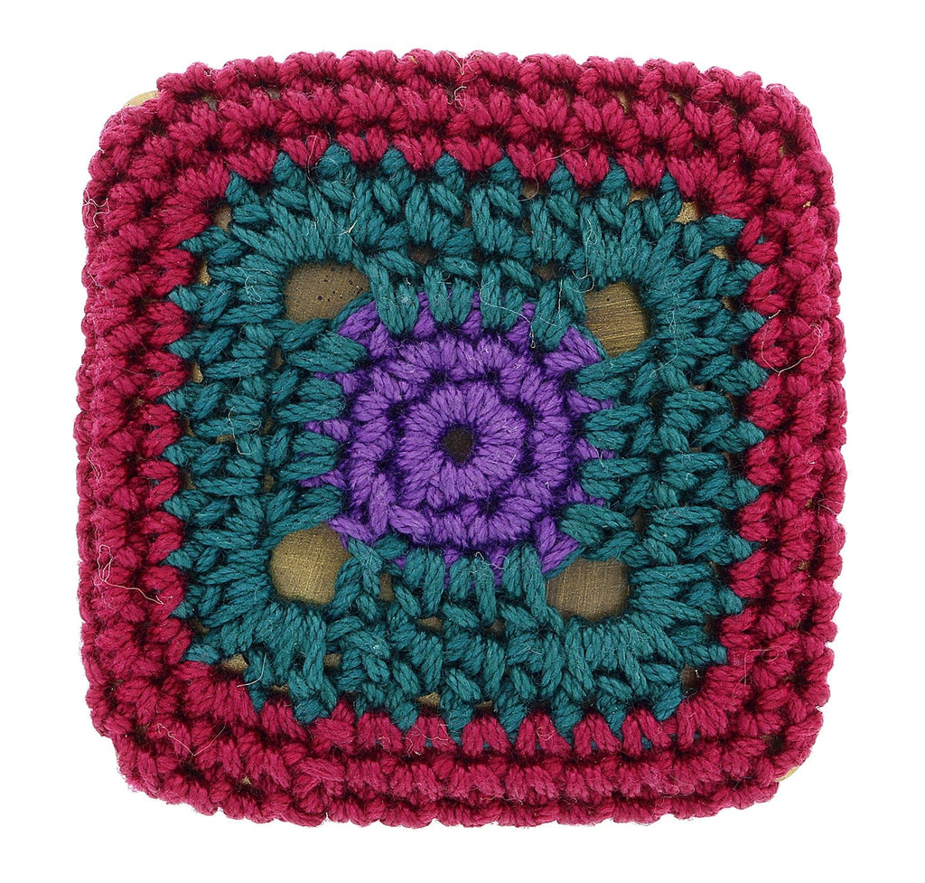 Prada Burgundy Square Crochet Brooch Pin-one size