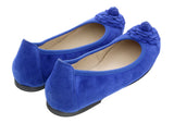 Daniela Fargion Cobalt Blue Suede Camelia Toe Flat Suede Ballerina Shoes-