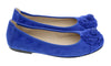 Daniela Fargion Cobalt Blue Suede Camelia Toe Flat Suede Ballerina Shoes-