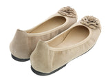 Daniela Fargion Taupe Suede Camelia Toe Flat Suede Ballerina Shoes-