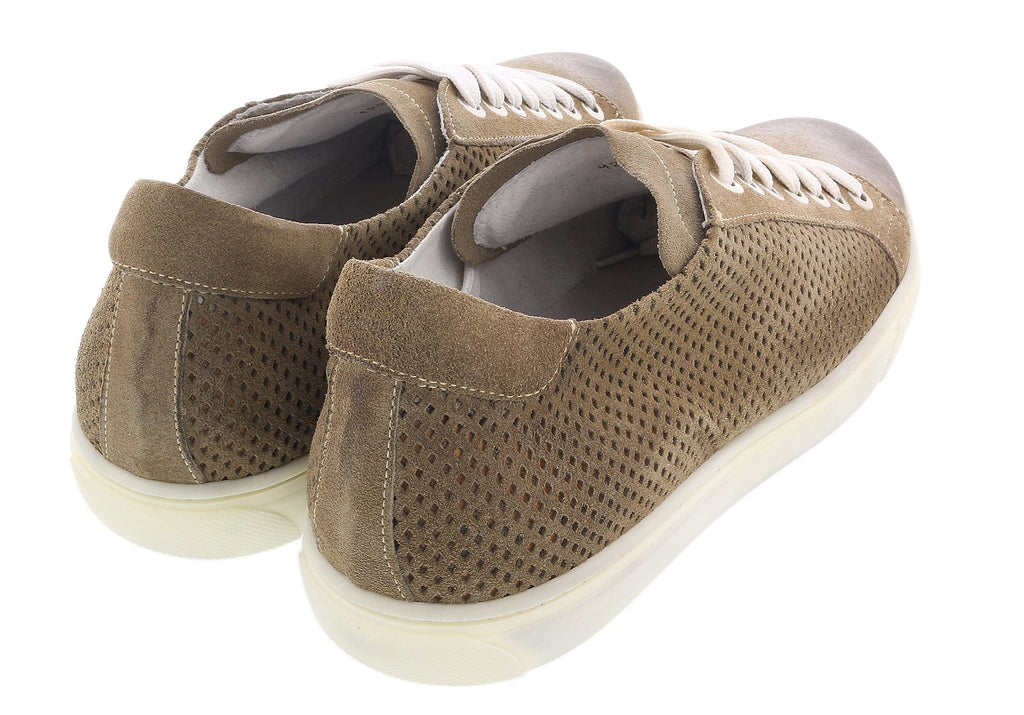 DANIELA FARGION Beige Perforated Suede Low Top Sneakers-