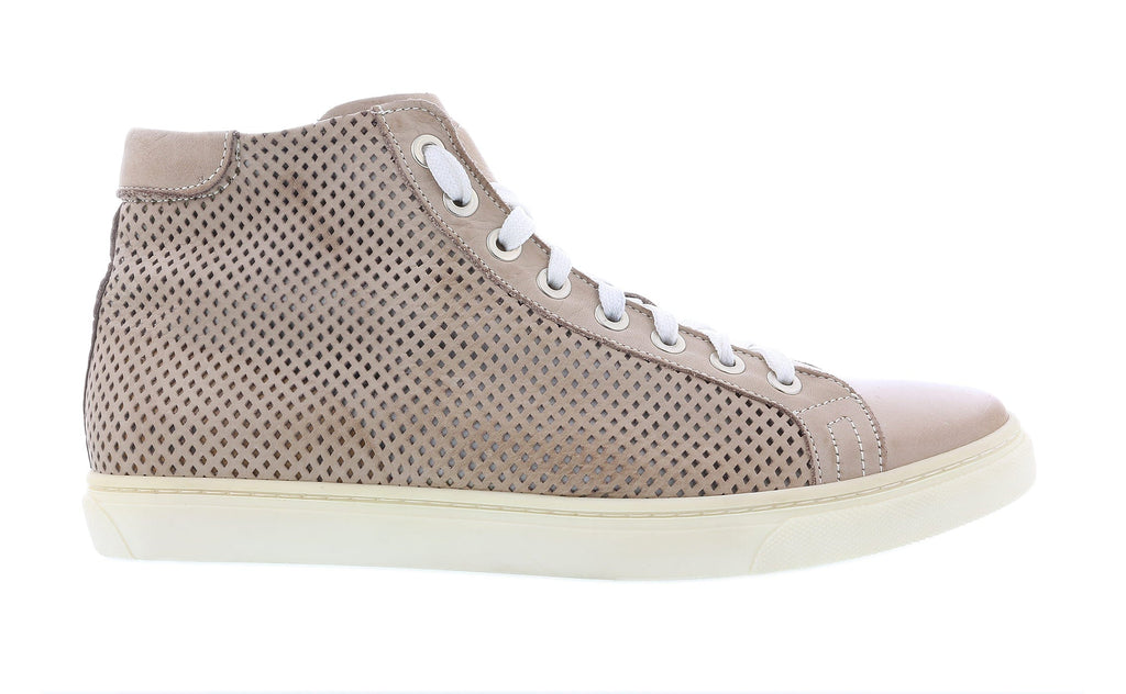 DANIELA FARGION Sand Leather High Top Perforated Leather Sneakers-