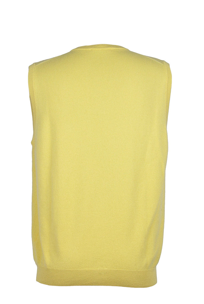 Piacenza Pure Cashmere  Soft Yellow V-Neck Vest
