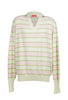 Piacenza Pure Cashmere Soft Pink Seafoam V-Neck Polo Long Sleeve Sweater