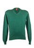 Piacenza Pure Cashmere Soft Forest Green V-neck Long Sleeve Sweater-XS