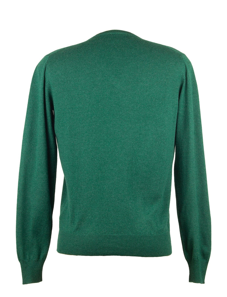 Piacenza Pure Cashmere Soft Forest Green V-neck Long Sleeve Sweater