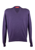Piacenza Pure Cashmere Soft Purple V-neck Long Sleeve Sweater