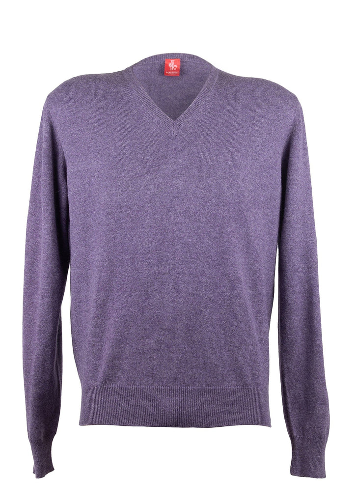 Piacenza Pure Cashmere Soft Light Purple V-neck Long Sleeve Sweater-S