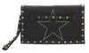 Daniela Fargion Black Silver Leather Star Studded Wristlet/Pouch Clutch