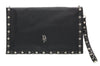 Daniela Fargion Black Silver Leather Star Studded Wristlet/Pouch Clutch