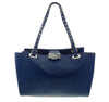 Daniela Fargion Electric Blue Leather Studded Handle Medium Shopper Tote Bag