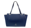 Daniela Fargion Electric Blue Leather Studded Handle Medium Shopper Tote Bag