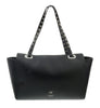 Daniela Fargion Black  Leather Studded Handle Medium Shopper Tote Bag