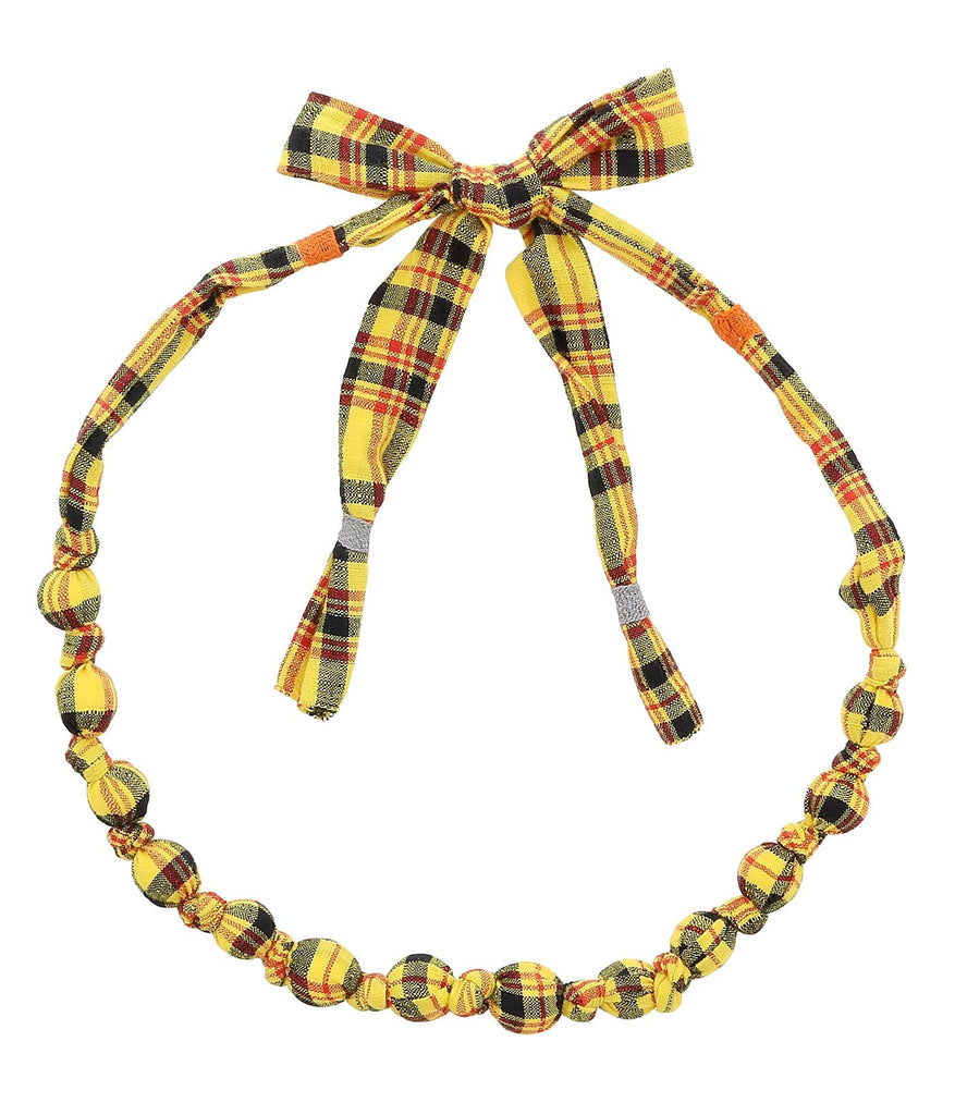Miu Miu Yellow Plaid Bead Statement Necklace-One Size