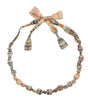 Miu Miu Beige Plaid Bead Statement Necklace-One Size