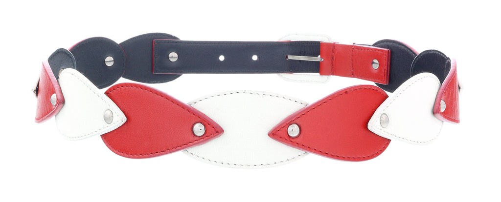 Miu Miu Red White Teardrop Tile Applique Classic Ring  Belt-