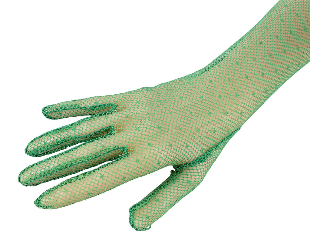 MIU MIU Green Mesh Star Mid Arm Gloves-7
