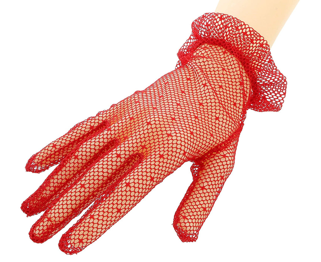 MIU MIU Red Mesh Star Mid Arm Gloves-7