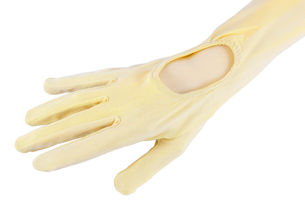 MIU MIU Yellow Jersey Silk Full Arm Opera Gloves-5