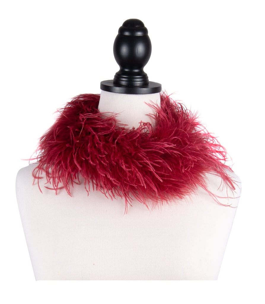Miu Miu Red Faux Feather Collar Necklace-One Size