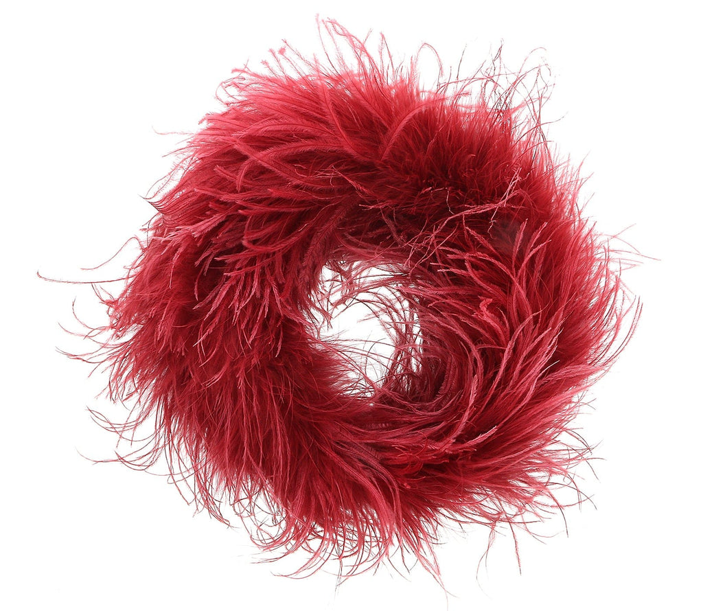 Miu Miu Red Faux Feather Collar Necklace-One Size