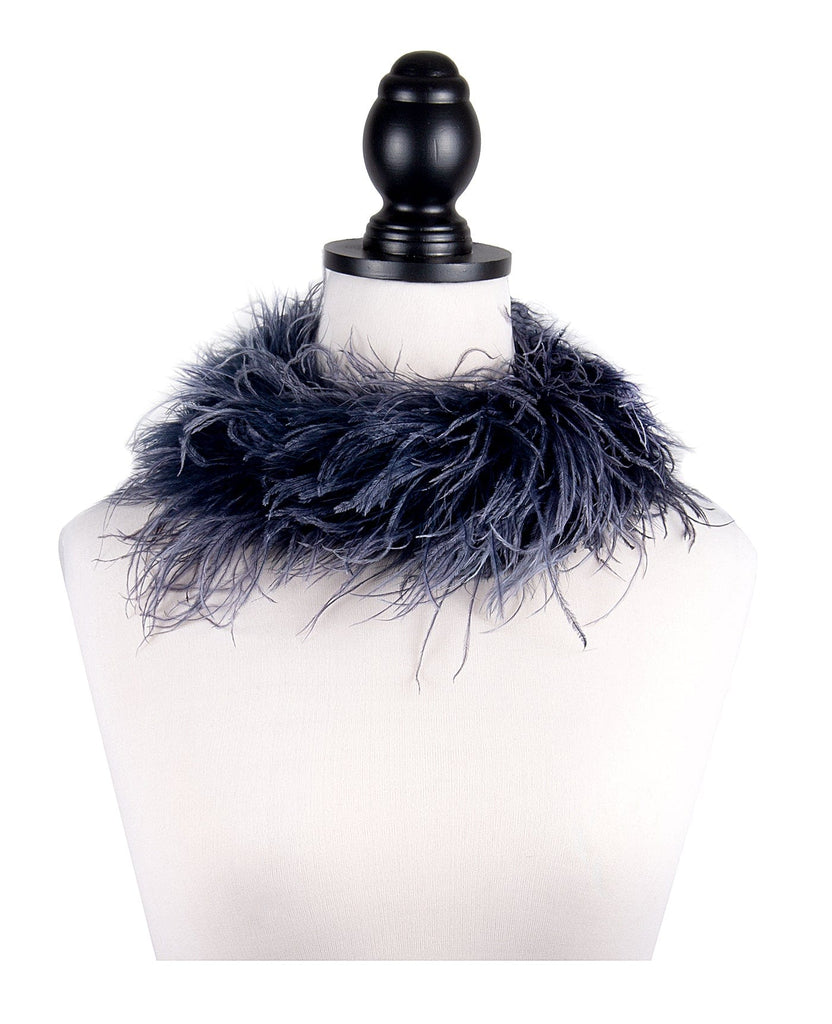 Miu Miu Navy Blue Faux Feather Collar Necklace-One Size