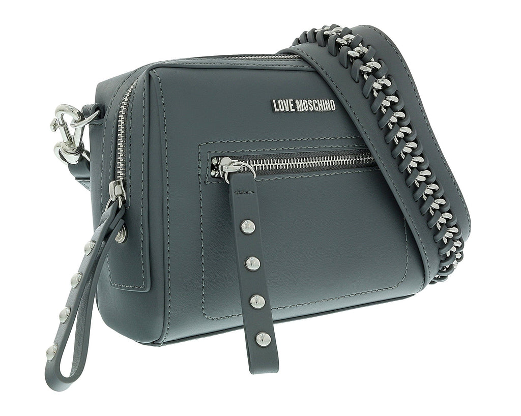 Love Moschino Grey Stiched Signature Small Crossbody Bag