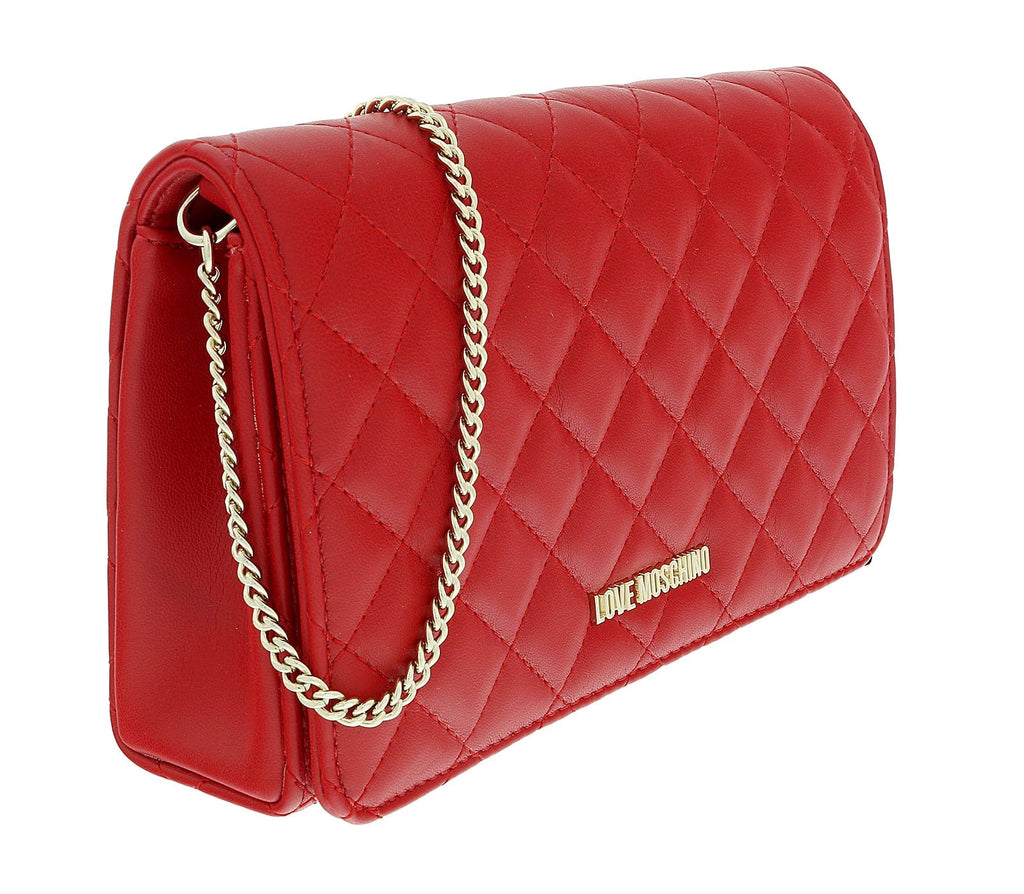 Love Moschino Red Quilted Classic Clutch Small Shoulder Bag