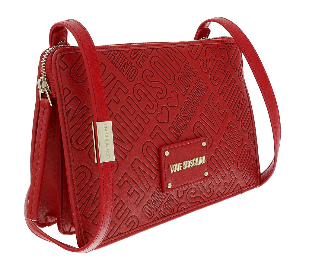 Love Moschino Red Signature Embossed Small Shoulder Bag