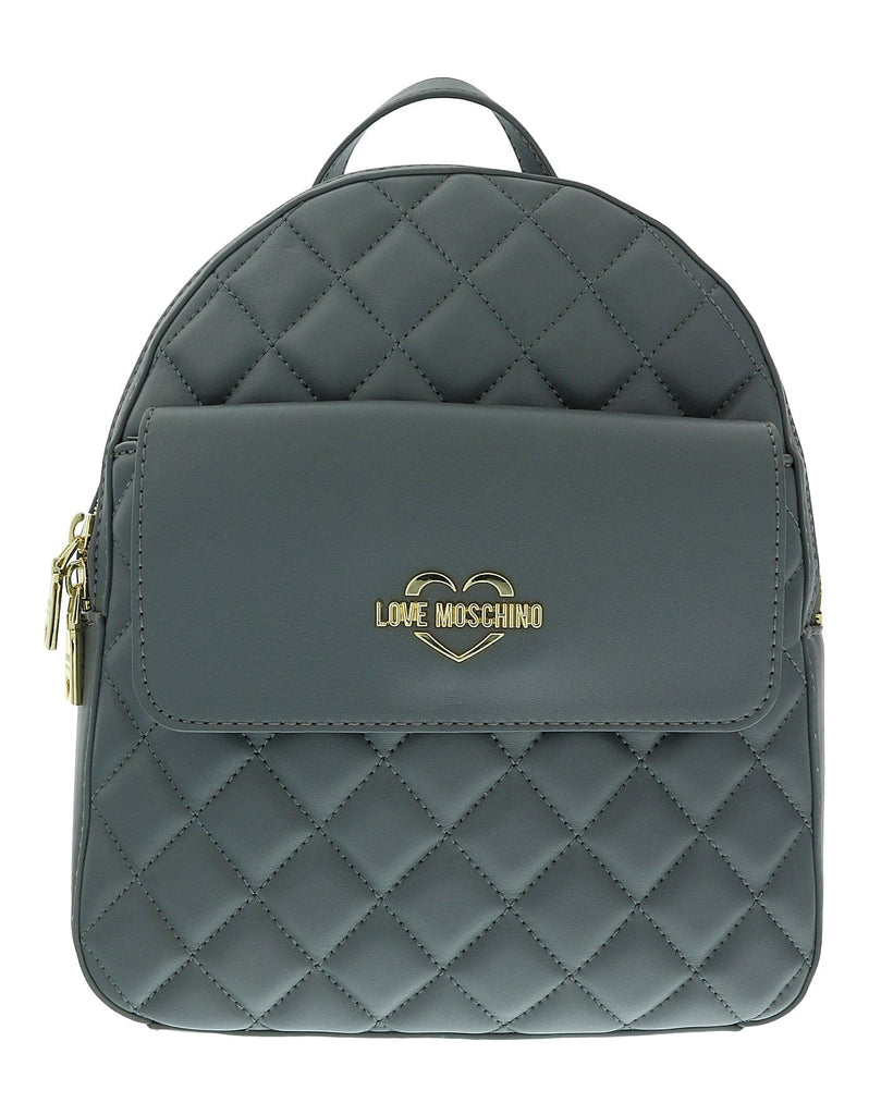 Love Moschino Grey Quilted Classic Medium Backpack