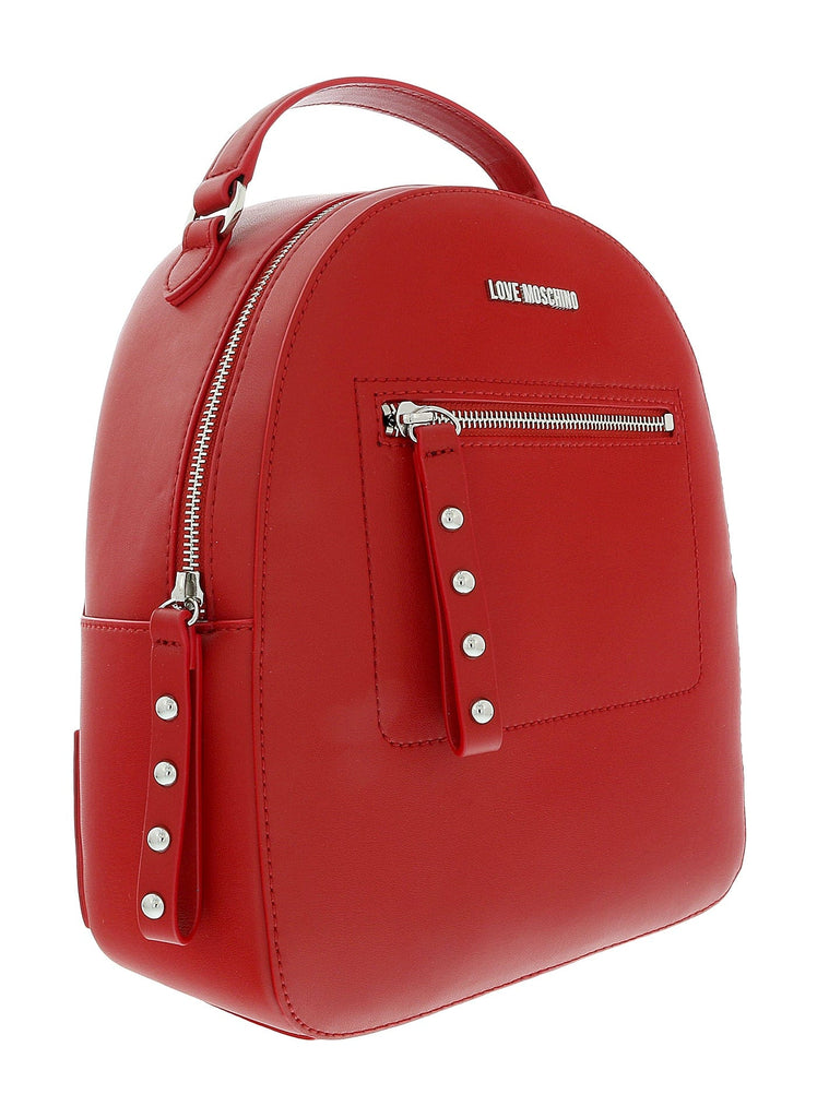Love Moschino Red Stiched Signature Medium Backpack