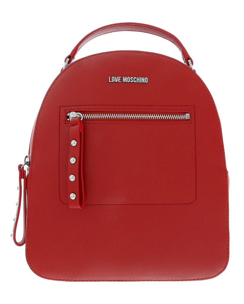 Love Moschino Red Stiched Signature Medium Backpack