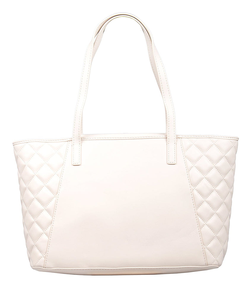 Love Moschino Cream  Quilted Classic Large Shopper Tote Bag