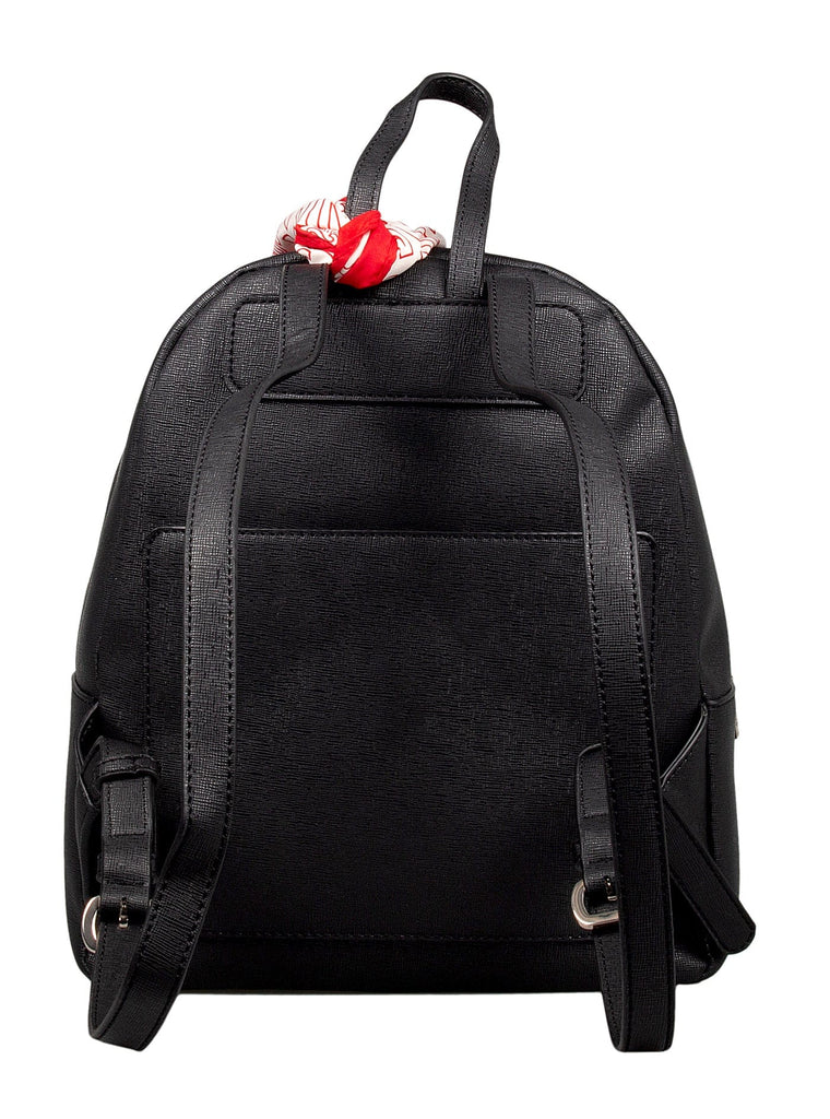 Love Moschino Black Scarf Embellished Classic Love Structured Backpack