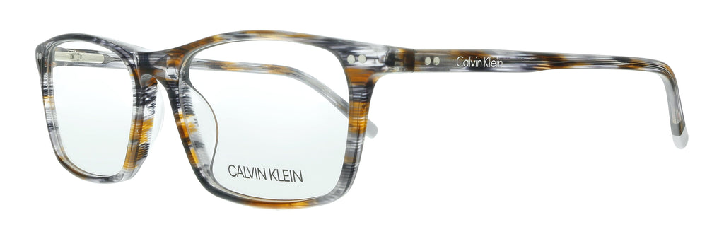 Calvin Klein  Striped Grey Brown Rectangle Eyeglasses