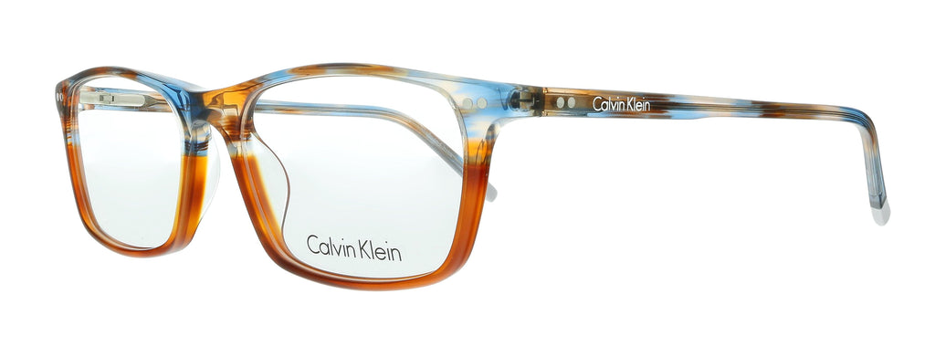 Calvin Klein  Striped Azure Tortoise Rectangle Eyeglasses