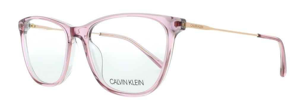 Calvin Klein  Crystal Mauve Laminate Cat Eye Eyeglasses